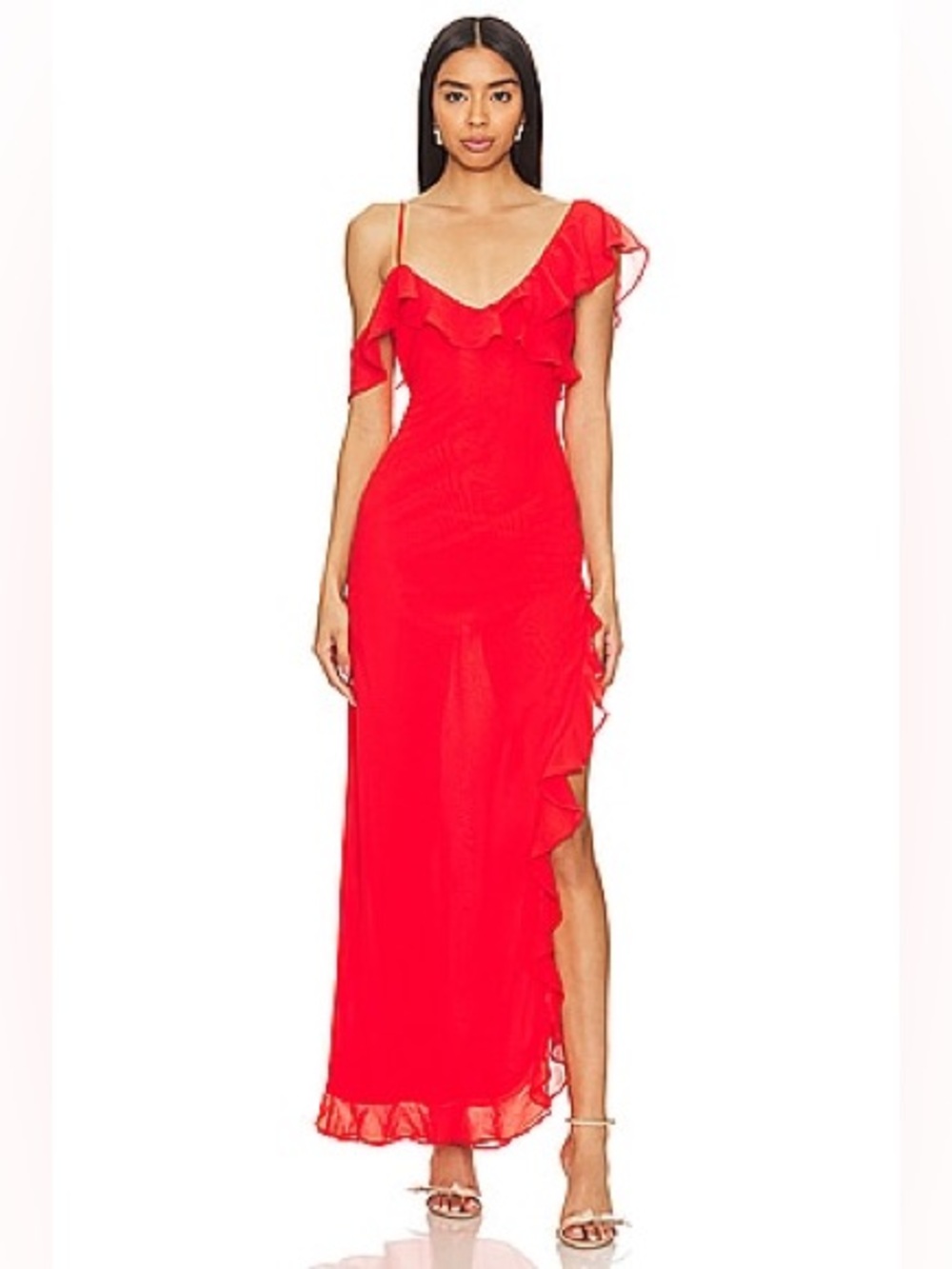 NWT! REVOLVE Runway the Label SHOWPO Winnie red ruffle dress US M - Picture 2 of 10